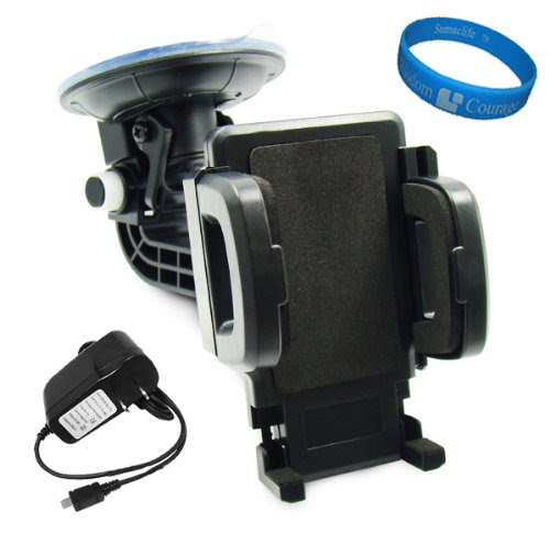 VG Adjustable Windshield Mount Holder + Black Micro USB Wall Charger for HTC Windows Phone 8S / HTC Windows Phone 8X / HTC Desire X / HTC One V / HTC Desire V / HTC Desire C / HTC Droid Incredible 4G LTE / HTC EVO 4G LTE / HTC One X / HTC One S / HTC One V / HTC Titan II / HTC Rezound 4G LTE / HTC Amaze 4G / HTC Rhyme / HTC Sensation XE / HTC Radar / HTC EVO 3D / HTC Trophy / HTC Thunderbolt 4G / HTC Inspire 4G + SumacLife TM Wisdom Courage Wristband