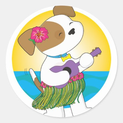 Cute Puppy Hawaii Round Sticker
