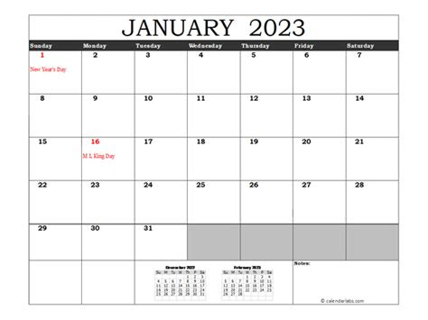  free 2023 excel calendar with us holidays free printable templates