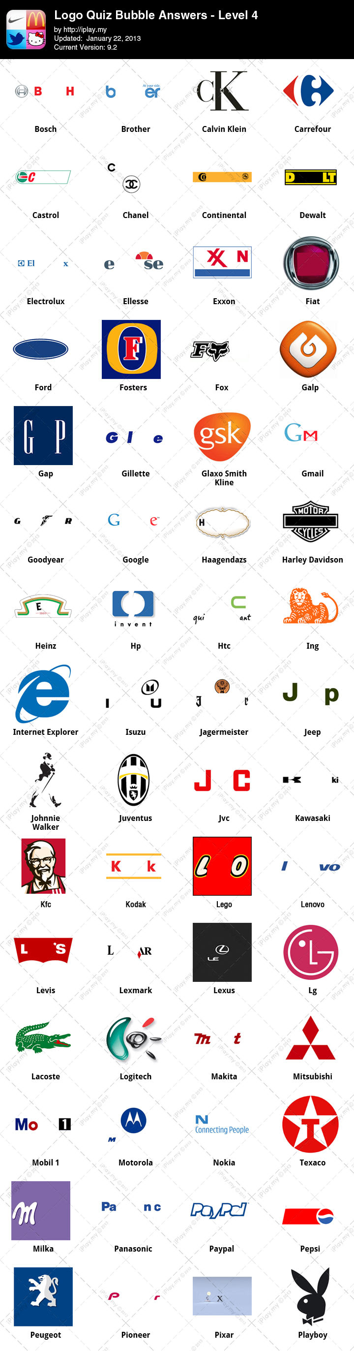 Logo Quiz Bubble Answers | iPlay.my
