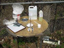Barium titanate/epoxy capacitor making setup