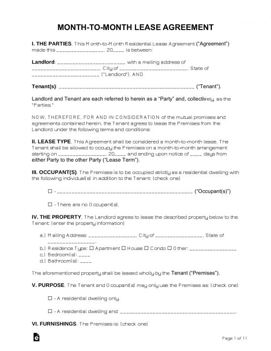6 Month Lease Agreement Template
