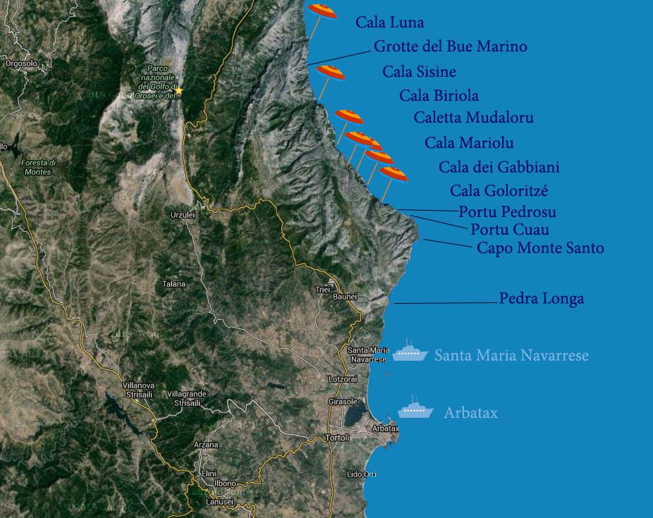 Mappa Spiagge Orosei
