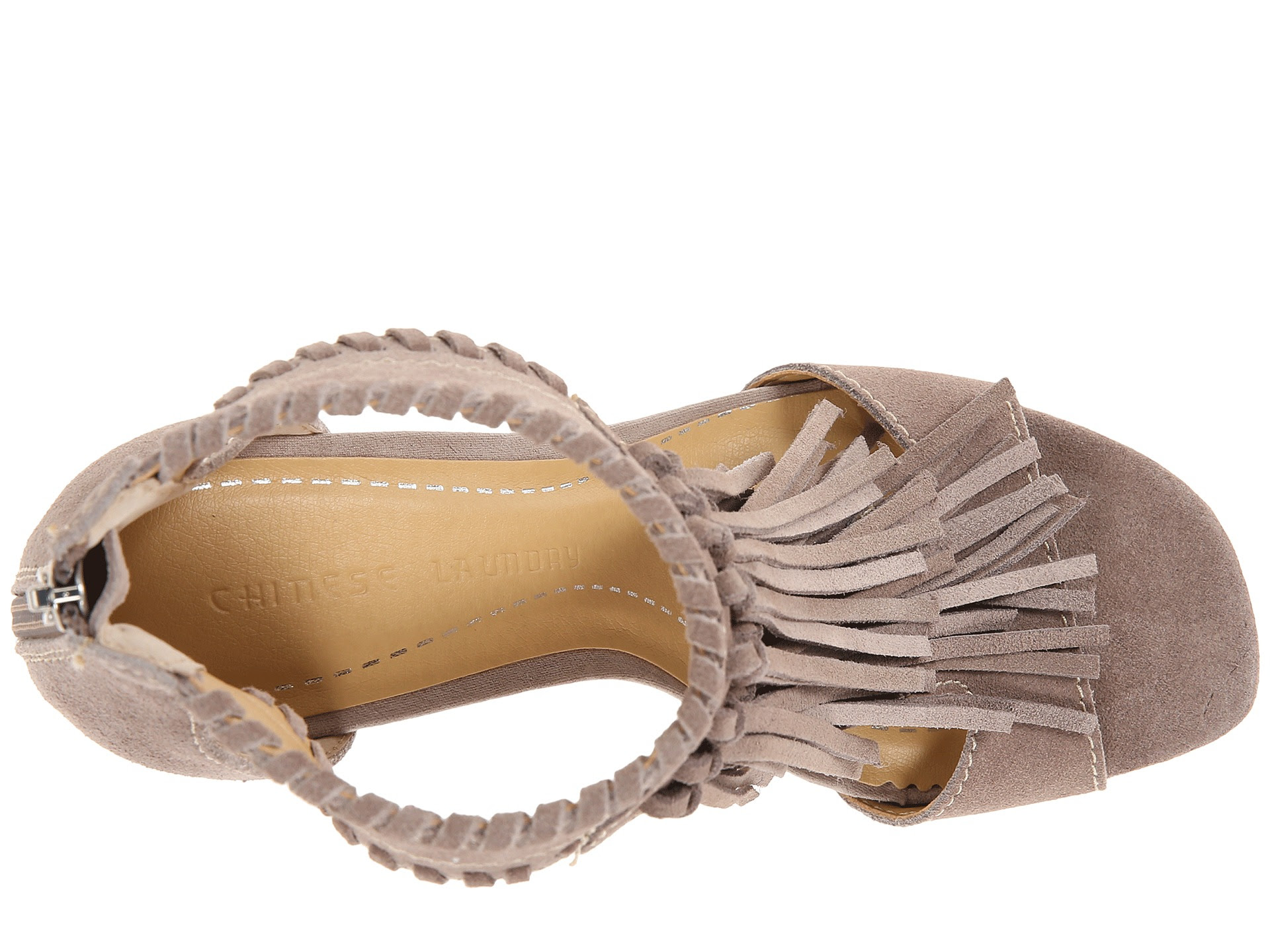 Chinese Laundry Santa Fe Fringe Sandal Grey FE Split Suede - Zappos ...