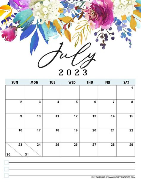  best free printable calendar 2023 in beautiful florals