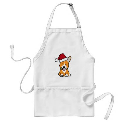 Corgi dog puppy Pembroke Welsh Christmas Santa hat Adult Apron