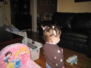 Ava's new hairstyle...Pigtails!  