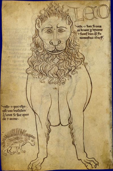 Lion drawn “after nature” from the sketch book of Villard de Honnecourt (13th century)