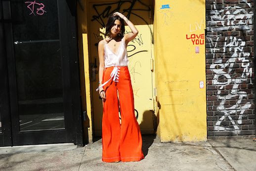 Le Fashion Blog Leandra Medine Spring Orange Trousers Silk Cami Via Manrepeller 