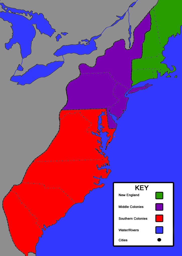 13 Original Colonies Digital Map