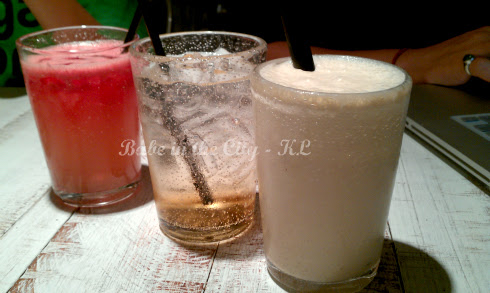 Watermelon juice, Peach Soda (RM6.90) & Peanut Butter Banana Milkshakes (RM9.90)