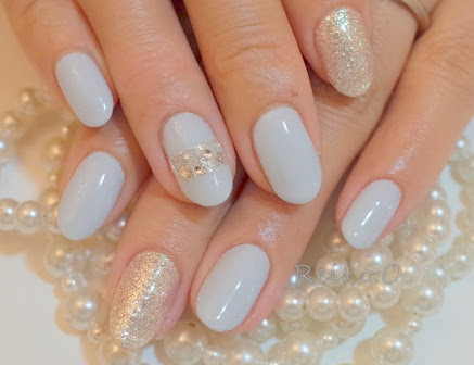 夏 ライトグレー 純銀ラメ ワンカラー ストーンアート ネイリスト 尾上怜子 ワンカラーネイル