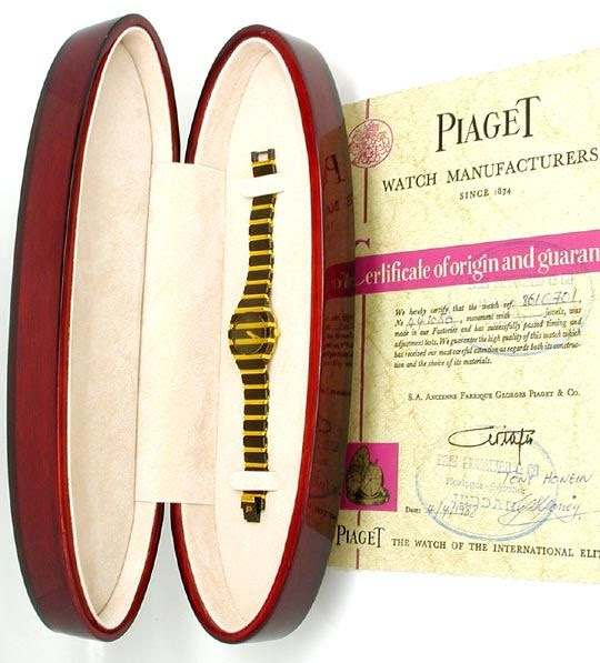 Foto 5, PIAGET POLO DAMEN-UHR MASSIV GELBGOLD SCHWARZRHODINIERT, U1083