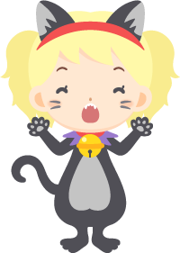 ハロウィンの夜に黒猫の仮装を楽しむ女性の無料ベクターイラスト素材 Picaboo ピカブー 無料ベクターイラスト素材