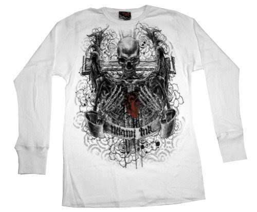 Miami Ink Death Prayer Skull Cross Tattoo Long Sleeve ThermalColor: 