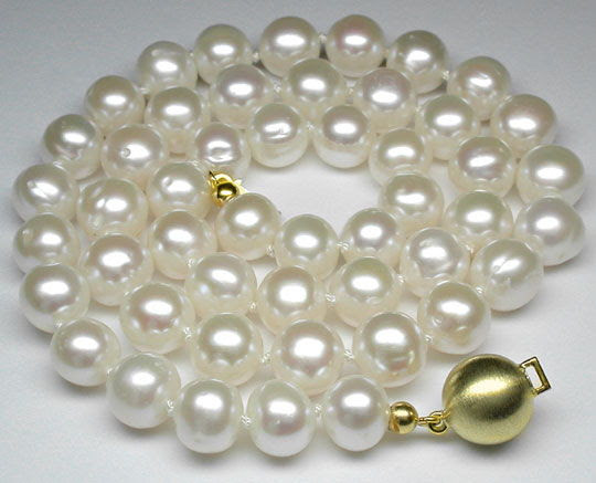 Foto 1, Zuchtperl Kette 9 mm Super-Lüster, 14K Goldschloss Shop, S8542