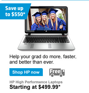 Save up to $550*. Help your grad do more, faster, and better than ever. Shop HP now. Free shipping. HP High Performance Laptops. Starting at $499.99*