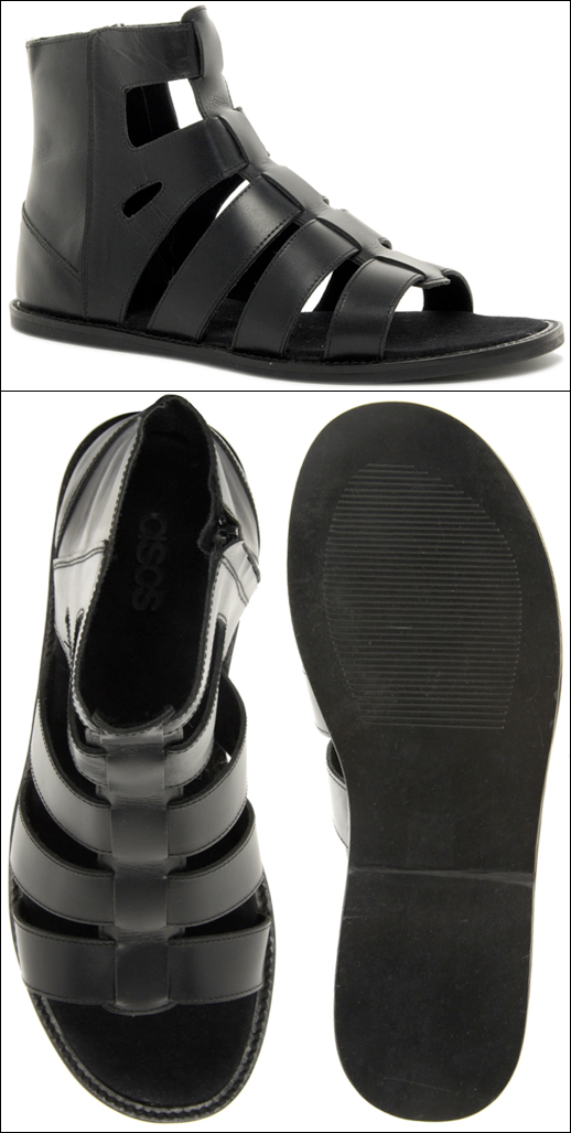 GARCON MENS STYLE FASHION BLOG ASOS Leather Sandals With Side Zip GLADIATOR STYLE