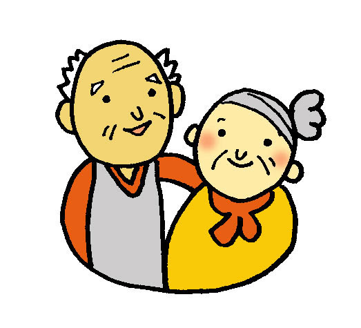 フリー素材 おじいちゃんとおばあちゃんを手書きタッチでイラスト 温もりのあるやさしい雰囲気