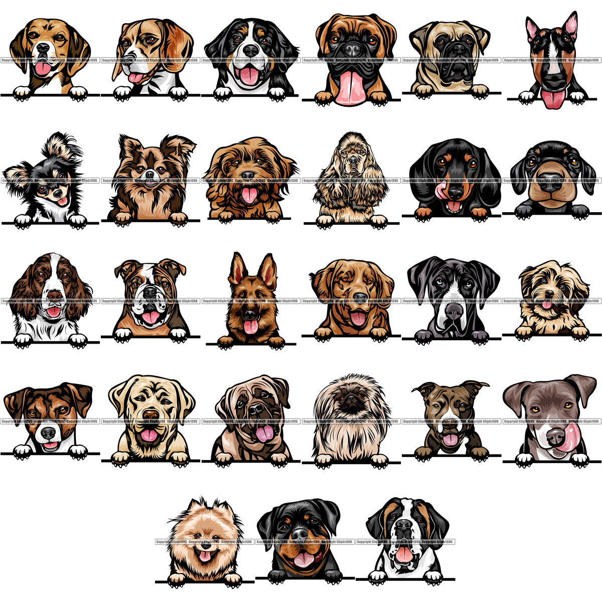 Download 27 Dog Breed Peeking Peek-A-Boo Top Selling Color Designs ...