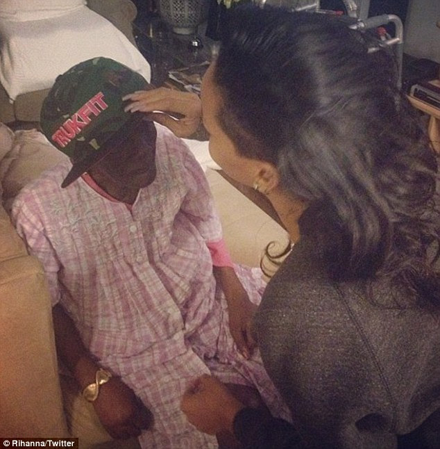 Fooling around: It was only two weeks ago that Rihanna spent time with Gran Gran Dolly in New York and shared this picture of her wearing her cap