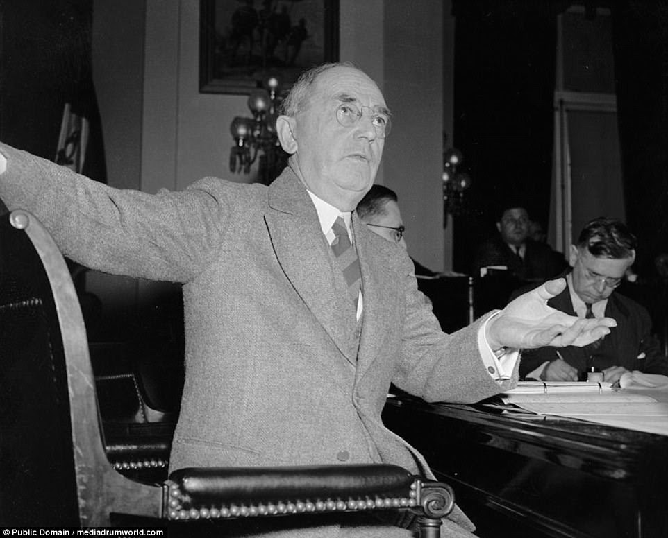 Pictured: Chief of Naval Operations Admiral William D Leahy, who said in 1939 that an airbase must be developed on Guam before it can offer any value either militarily or commercially. Calls for an increase in the defences of Guam long went ignored, and in 1941, the Japanese Empire seized the territory with a small force of ships and about 6,000 men. The Americans had only 547 men and a few small boats to defend the island