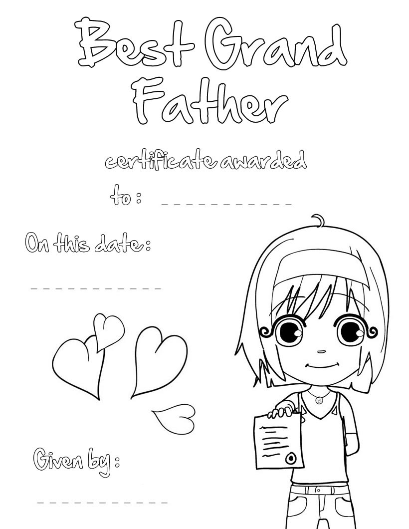 Best Grandfather Certificate Coloring Pages Hellokids Com