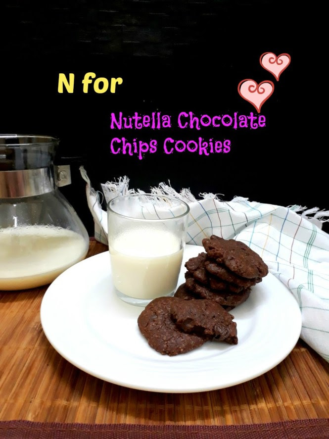 N for Nutella Chocolate Chip Cookies