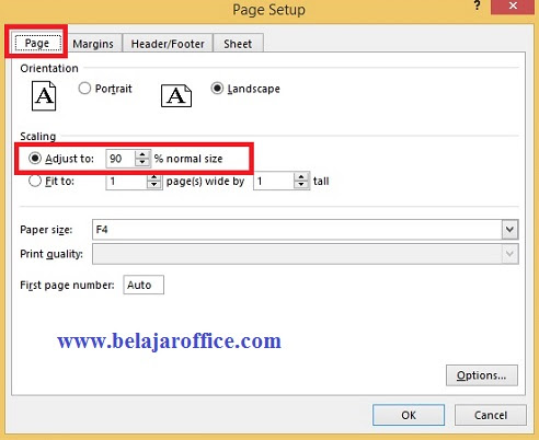 Mengatasi Print File Excel Yang Terpotong
