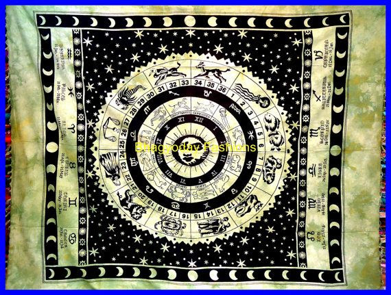 ASTROLOGY Horoscope Zodiac Hippie Hippy Indian Tapestry Wall Hanging …