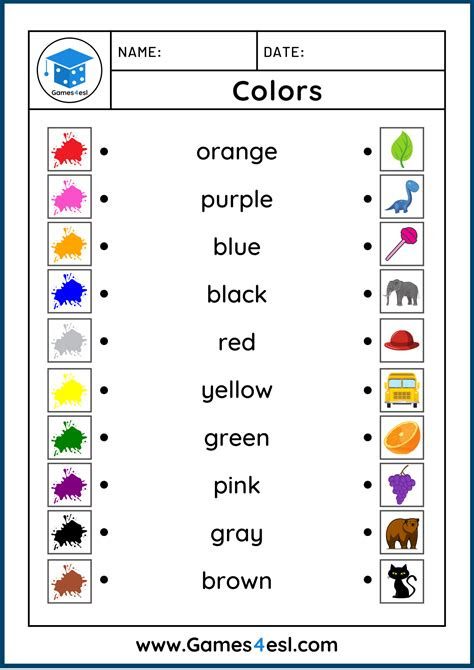  colors worksheets free worksheets for teaching colors games4esl