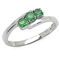 Sterling Silver Genuine Emerald 3-stone Ring