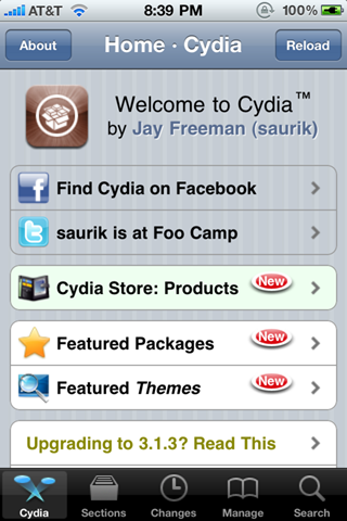 Cydia on iPhone 4