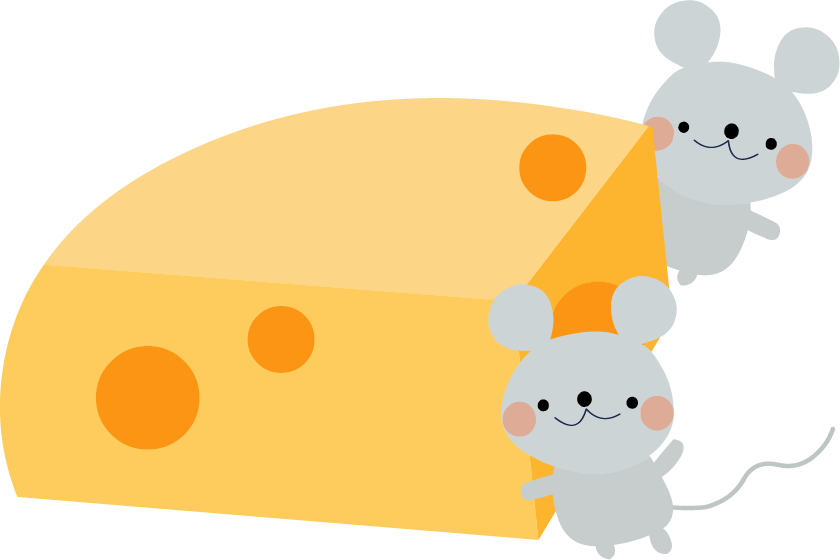 ねずみのイラスト 無料イラストフリー素材 チーズ大好きネズミ君