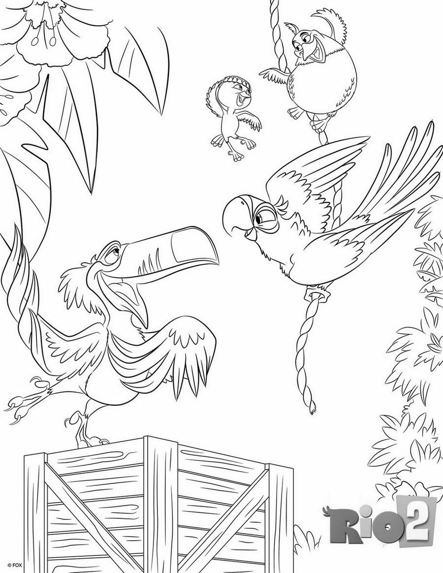 coloriage rio 2 blu et ses amis