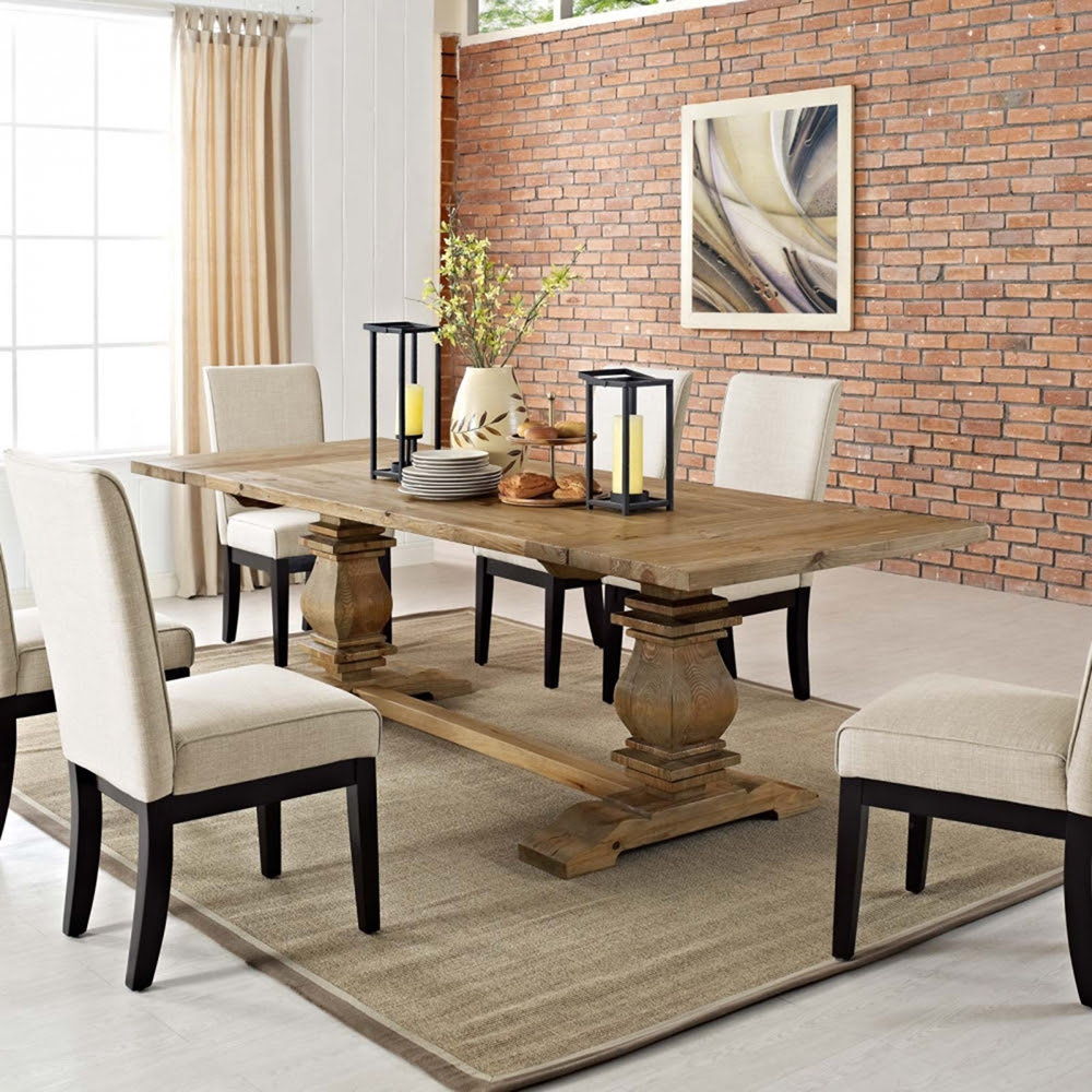 Farm Table Dining Set : Farmhouse Dining Table Set Rustic Round Dining Room - Push in pins to secure legs, pull out pins to fold legs.
