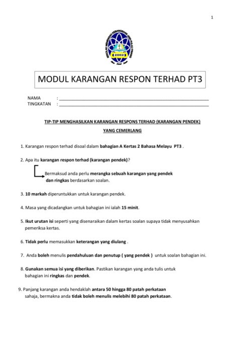 2020 Modul Karangan Respons Terhad Membalik Buku Halaman 1 30 Anyflip