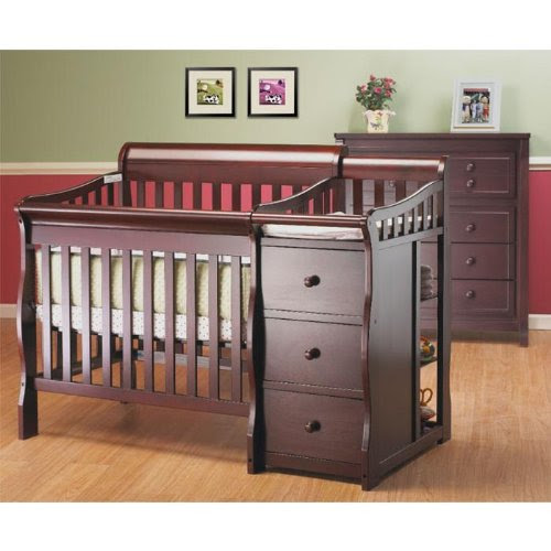 Sorelle Newport Mini Convertible Crib and Changer, Merlot