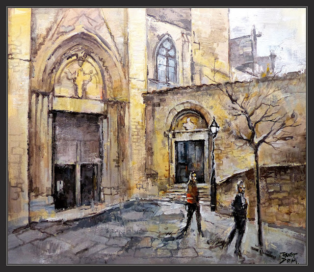MANRESA-LA SEU-PINTURA-GOTIC-PAISATGES-CARRERS-BARRI ANTIC-DETALLS-QUADRES-PINTOR-ERNEST DESCALS