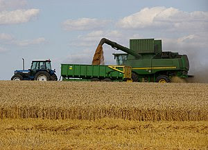 English: Harvesting near Worlaby. "The UK...