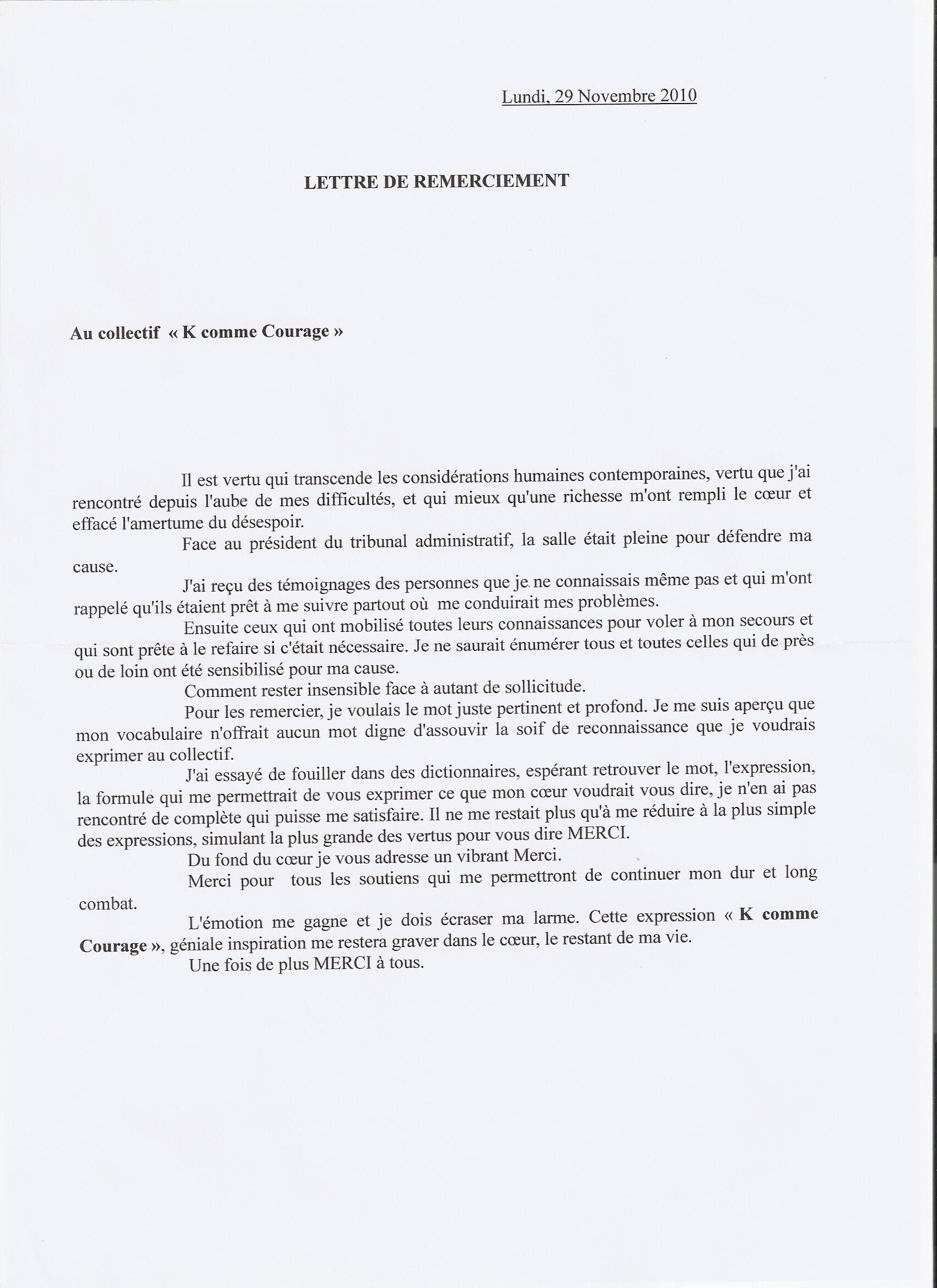 Lettre De Remerciement Stage