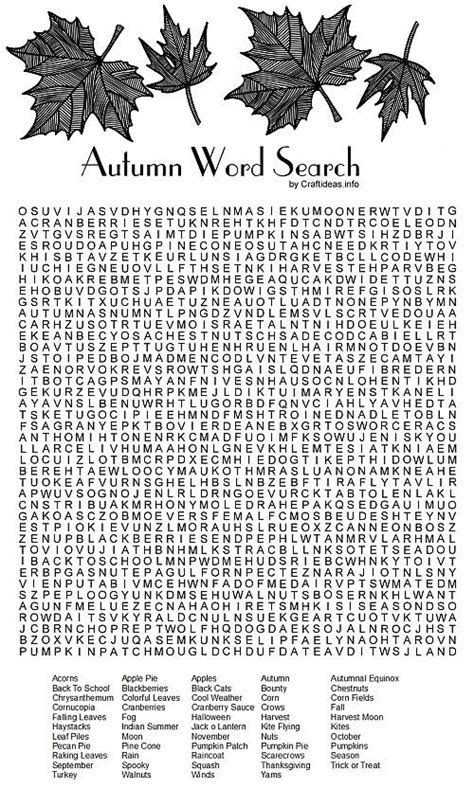  autumn word search printable allfreepapercraftscom