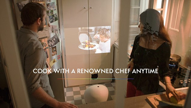 It has a 'short throw' projector so it can still create an image even when close to the surface