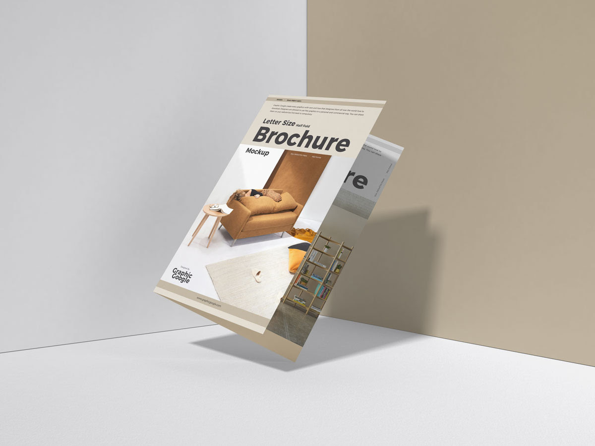 Free Half Fold Letter Size Brochure Mockup Design Mockup Planet