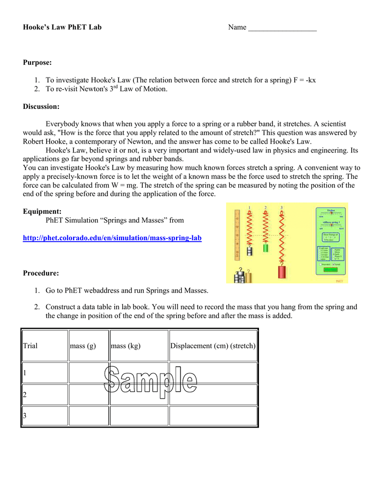 Hooke*s Law Lab - APPhysicsatHopewell