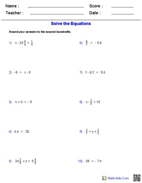 The initial focus is on numbers and counting followed by arithmetic and . algebra 1 worksheets equations worksheets