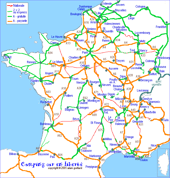 mapa autovias francia Autopistas Francia gratis