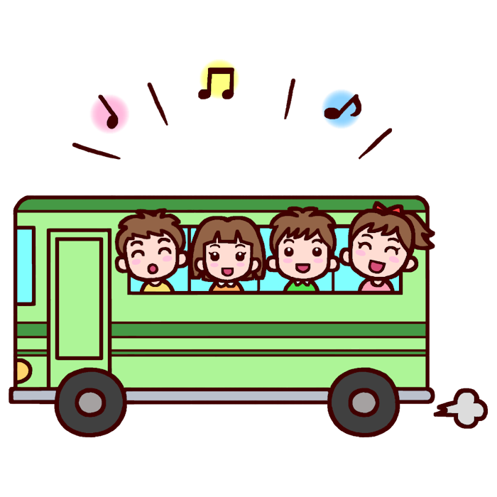 楽しいバス旅行 カラー 修学旅行の無料イラスト 学校行事素材