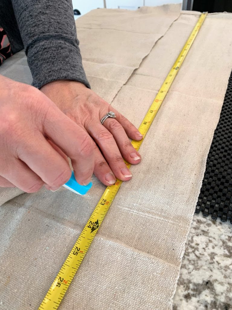 Marking and preparing to cut for rmy Chair Cover DIY