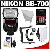Nikon SB-700 AF Speedlight Flash with Bracket + Shoe Cord + Softbox + Bounce Reflecter + Batteries &amp, Charger + for D40, D60, D3000, D3100, D5000, D5100, D7000, D300s, D3 &amp, D3s Digital SLR Cameras